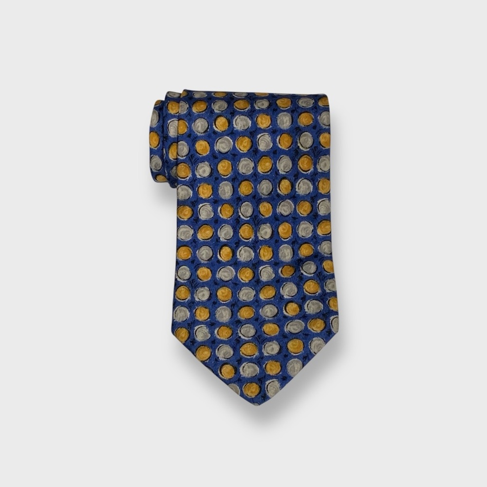 Vintage 90’s Ermenegildo Zegna Silk Tie in Royal Blue / Grey / Yellow